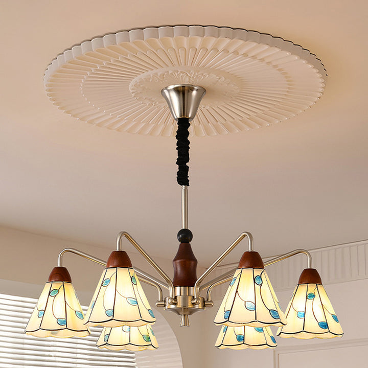 Zeitgenössischer Küsten-Eisen-Holz-Glas-Kronleuchter mit 6/8 Lichtern für Wohnzimmer und Schlafzimmer 
