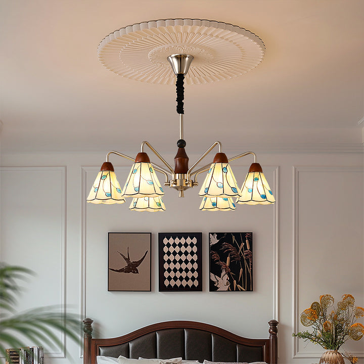 Zeitgenössischer Küsten-Eisen-Holz-Glas-Kronleuchter mit 6/8 Lichtern für Wohnzimmer und Schlafzimmer 