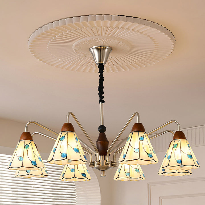 Zeitgenössischer Küsten-Eisen-Holz-Glas-Kronleuchter mit 6/8 Lichtern für Wohnzimmer und Schlafzimmer 
