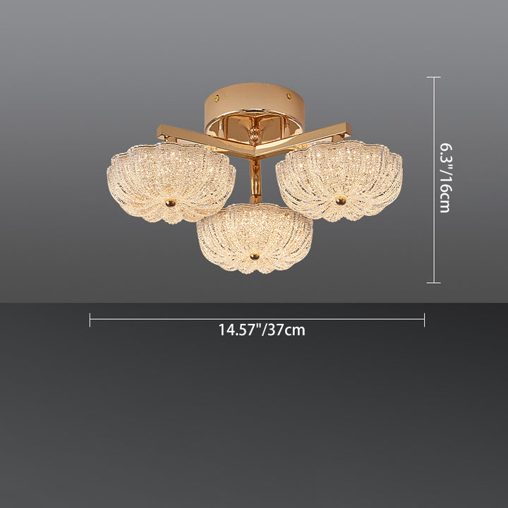 Lustre semi-encastré moderne en aluminium de luxe avec LED givrée florale en acrylique pour le salon et la chambre 