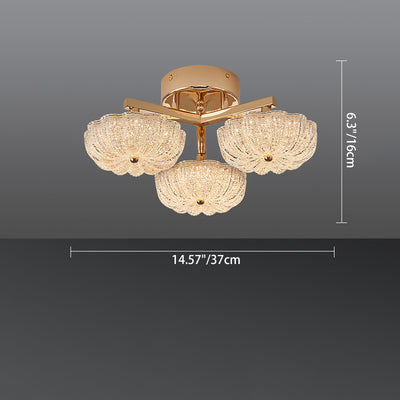 Modern Luxury Aluminum Acrylic Frosted Floral LED Semi-Flush Mount Ceiling Light For Living Room And Bedroom
