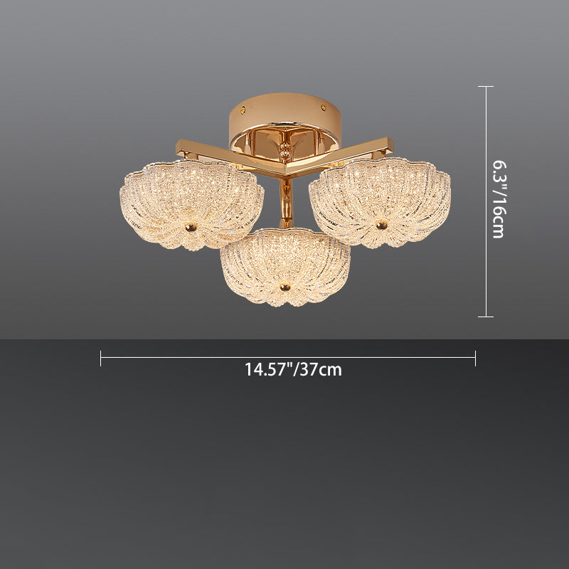 Modern Luxury Aluminum Acrylic Frosted Floral LED Semi-Flush Mount Ceiling Light For Living Room And Bedroom
