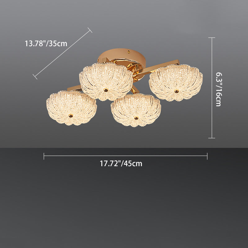 Lustre semi-encastré moderne en aluminium de luxe avec LED givrée florale en acrylique pour le salon et la chambre 