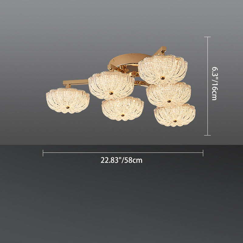 Modern Luxury Aluminum Acrylic Frosted Floral LED Semi-Flush Mount Ceiling Light For Living Room And Bedroom