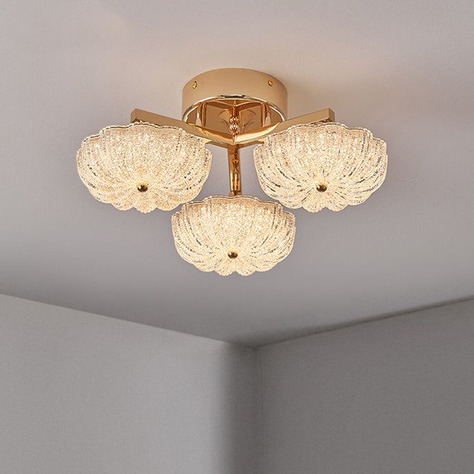 Modern Luxury Aluminum Acrylic Frosted Floral LED Semi-Flush Mount Ceiling Light For Living Room And Bedroom