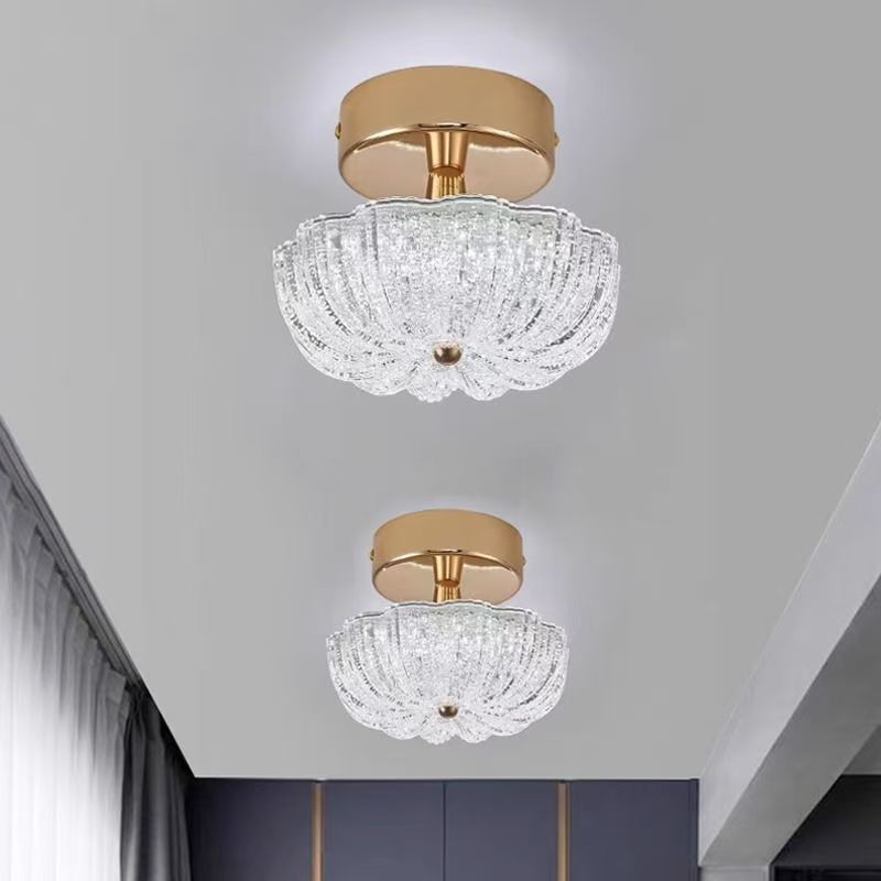Lustre semi-encastré moderne en aluminium de luxe avec LED givrée florale en acrylique pour le salon et la chambre 