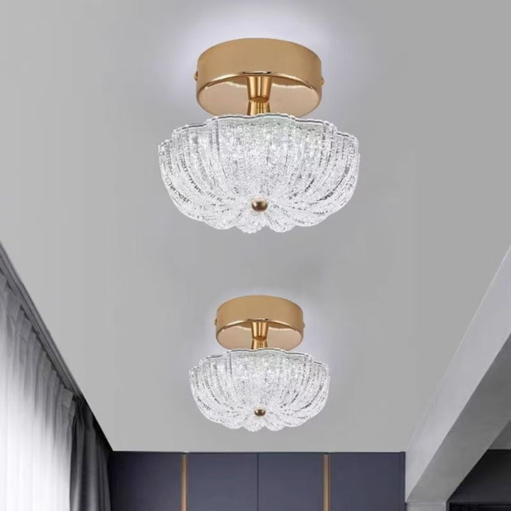 Lustre semi-encastré moderne en aluminium de luxe avec LED givrée florale en acrylique pour le salon et la chambre 