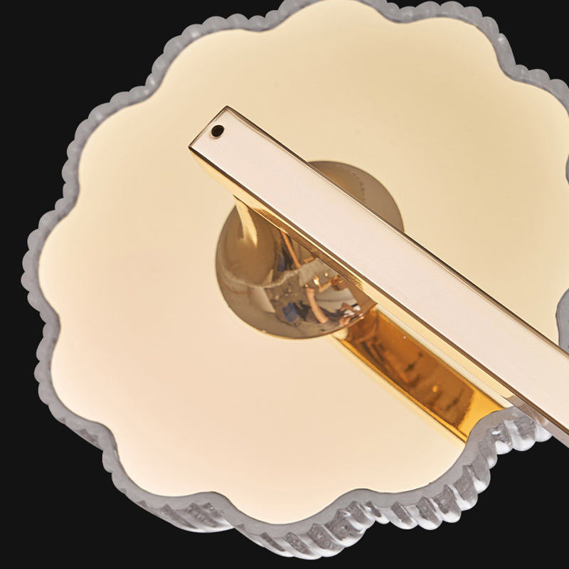 Lustre semi-encastré moderne en aluminium de luxe avec LED givrée florale en acrylique pour le salon et la chambre 