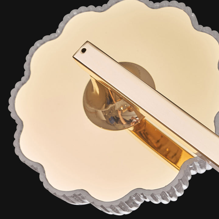 Lustre semi-encastré moderne en aluminium de luxe avec LED givrée florale en acrylique pour le salon et la chambre 