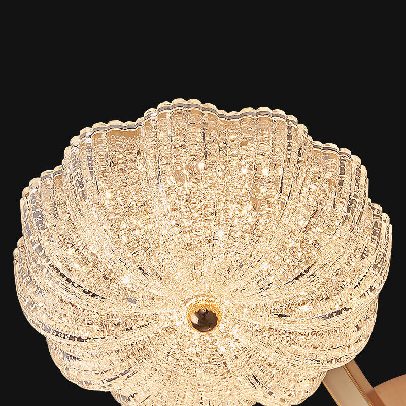 Lustre semi-encastré moderne en aluminium de luxe avec LED givrée florale en acrylique pour le salon et la chambre 