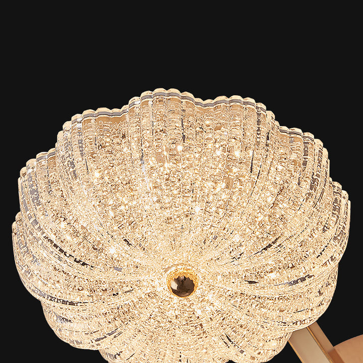Lustre semi-encastré moderne en aluminium de luxe avec LED givrée florale en acrylique pour le salon et la chambre 