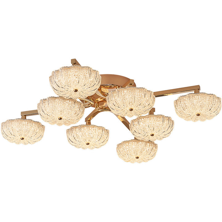 Lustre semi-encastré moderne en aluminium de luxe avec LED givrée florale en acrylique pour le salon et la chambre 