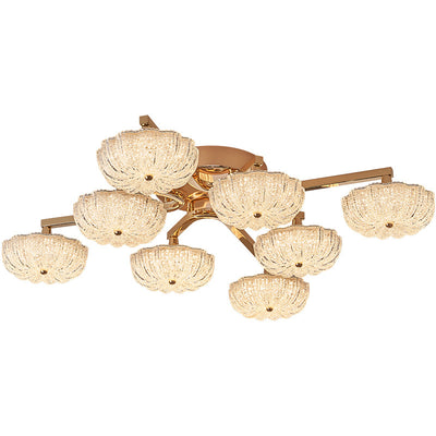 Modern Luxury Aluminum Acrylic Frosted Floral LED Semi-Flush Mount Ceiling Light For Living Room And Bedroom
