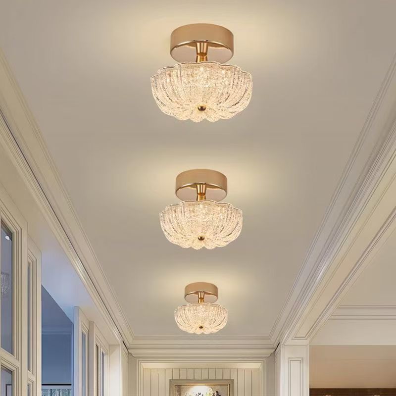 Lustre semi-encastré moderne en aluminium de luxe avec LED givrée florale en acrylique pour le salon et la chambre 