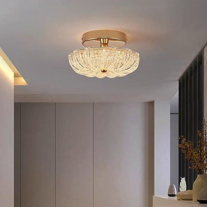 Lustre semi-encastré moderne en aluminium de luxe avec LED givrée florale en acrylique pour le salon et la chambre 