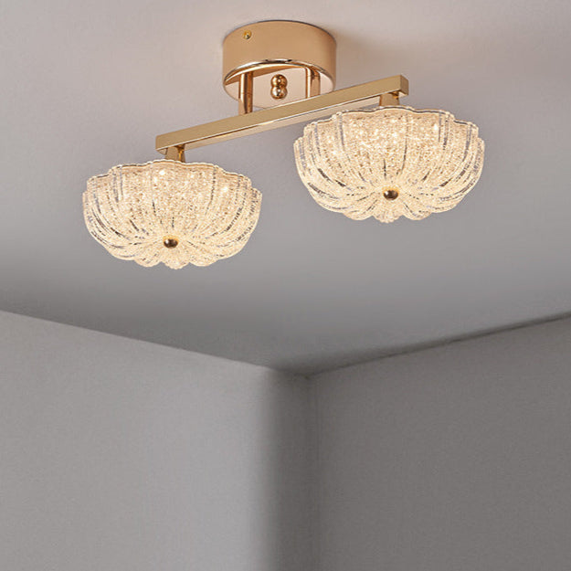 Lustre semi-encastré moderne en aluminium de luxe avec LED givrée florale en acrylique pour le salon et la chambre 