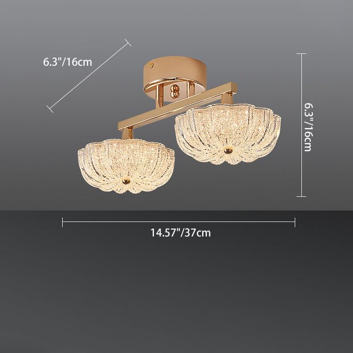 Lustre semi-encastré moderne en aluminium de luxe avec LED givrée florale en acrylique pour le salon et la chambre 