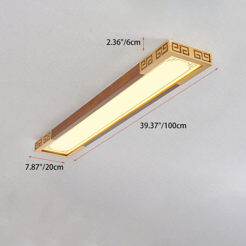 Traditionelle Chinesische Metall-Gummibaum-Acrylrechteckige Geschnitzte Glückswolke LED-Deckenleuchte für Flur und Eingang 