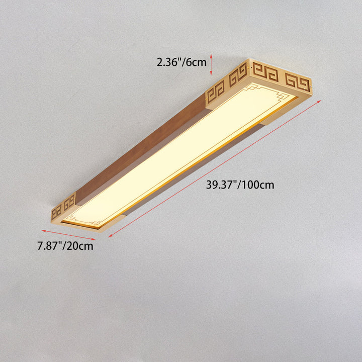 Traditionelle Chinesische Metall-Gummibaum-Acrylrechteckige Geschnitzte Glückswolke LED-Deckenleuchte für Flur und Eingang 