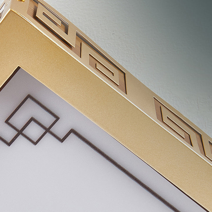 Traditionelle Chinesische Metall-Gummibaum-Acrylrechteckige Geschnitzte Glückswolke LED-Deckenleuchte für Flur und Eingang 