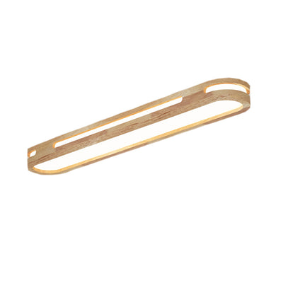 Plafonnier LED ovale long en métal traditionnel japonais, en caoutchouc et en acrylique pour couloir 