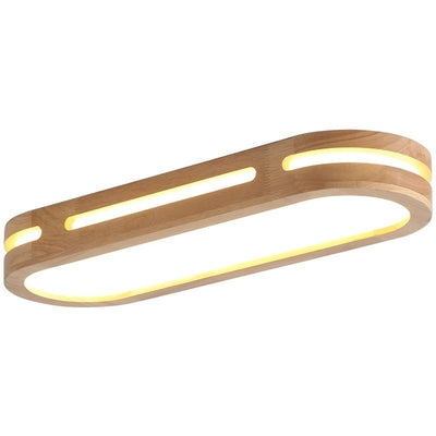 Plafonnier LED ovale long en métal traditionnel japonais, en caoutchouc et en acrylique pour couloir 