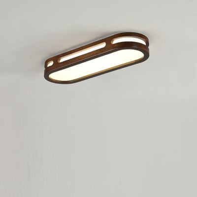 Plafonnier LED ovale long en métal traditionnel japonais, en caoutchouc et en acrylique pour couloir 