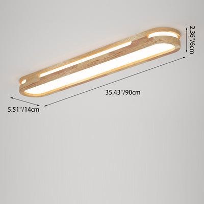 Plafonnier LED ovale long en métal traditionnel japonais, en caoutchouc et en acrylique pour couloir 