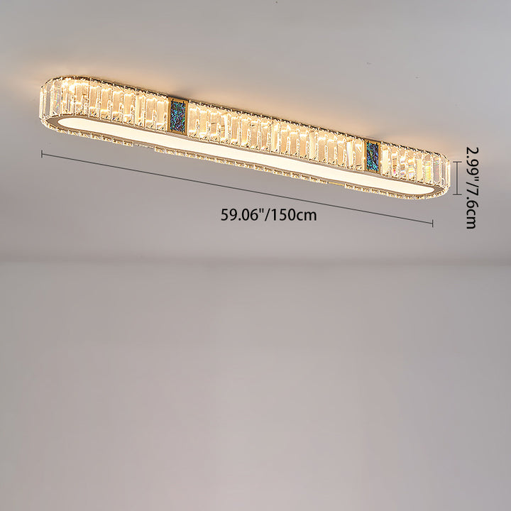 Lustre encastré à LED en acier inoxydable moderne avec bande ovale en cristal acrylique pour couloir et entrée 