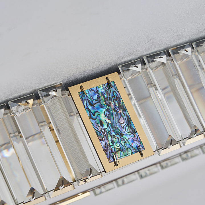 Lustre encastré à LED en acier inoxydable moderne avec bande ovale en cristal acrylique pour couloir et entrée 
