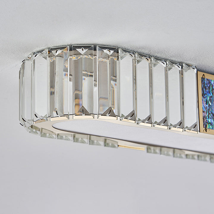 Lustre encastré à LED en acier inoxydable moderne avec bande ovale en cristal acrylique pour couloir et entrée 