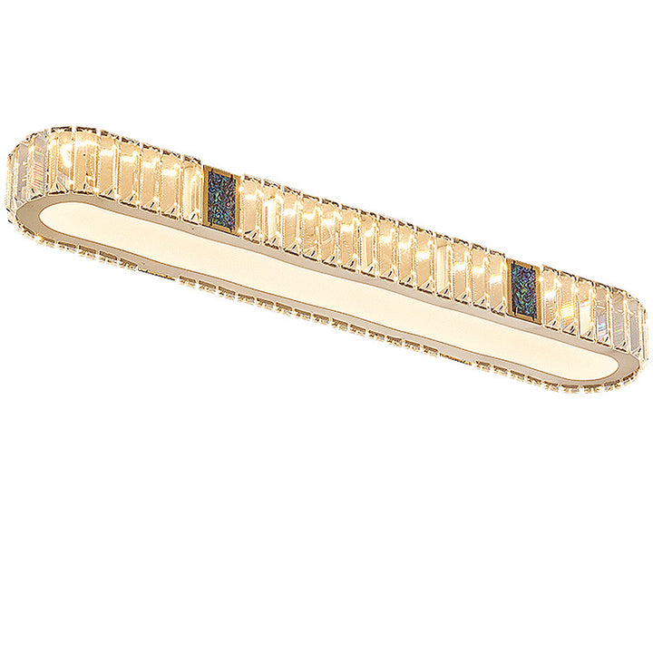 Lustre encastré à LED en acier inoxydable moderne avec bande ovale en cristal acrylique pour couloir et entrée 