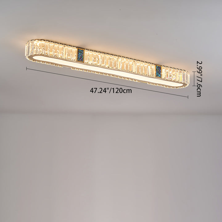 Lustre encastré à LED en acier inoxydable moderne avec bande ovale en cristal acrylique pour couloir et entrée 