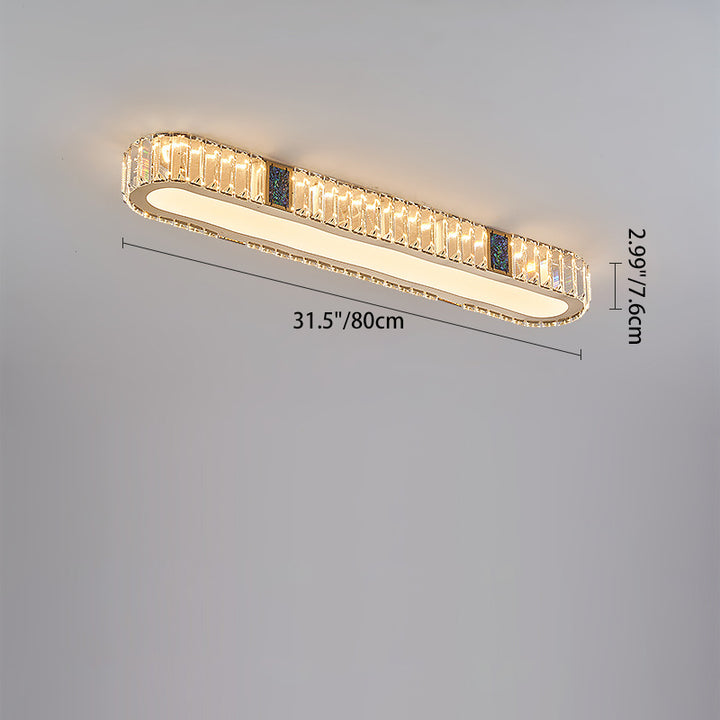 Lustre encastré à LED en acier inoxydable moderne avec bande ovale en cristal acrylique pour couloir et entrée 