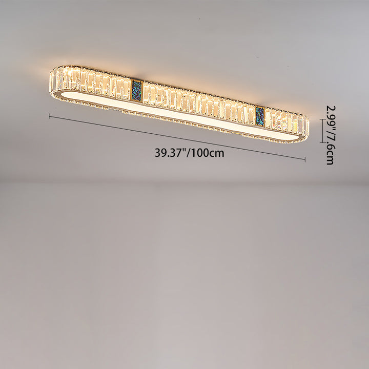 Lustre encastré à LED en acier inoxydable moderne avec bande ovale en cristal acrylique pour couloir et entrée 