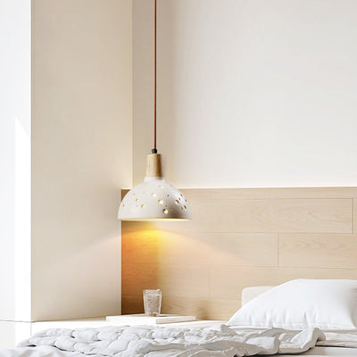 Dôme en bois en béton traditionnel japonais avec plusieurs trous, suspension 1 lumière pour chambre à coucher, chevet 