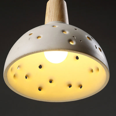 Dôme en bois en béton traditionnel japonais avec plusieurs trous, suspension 1 lumière pour chambre à coucher, chevet 