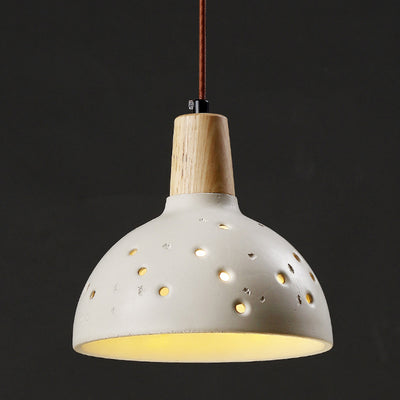 Dôme en bois en béton traditionnel japonais avec plusieurs trous, suspension 1 lumière pour chambre à coucher, chevet 