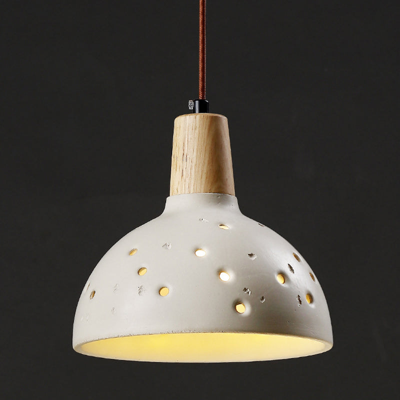 Dôme en bois en béton traditionnel japonais avec plusieurs trous, suspension 1 lumière pour chambre à coucher, chevet 