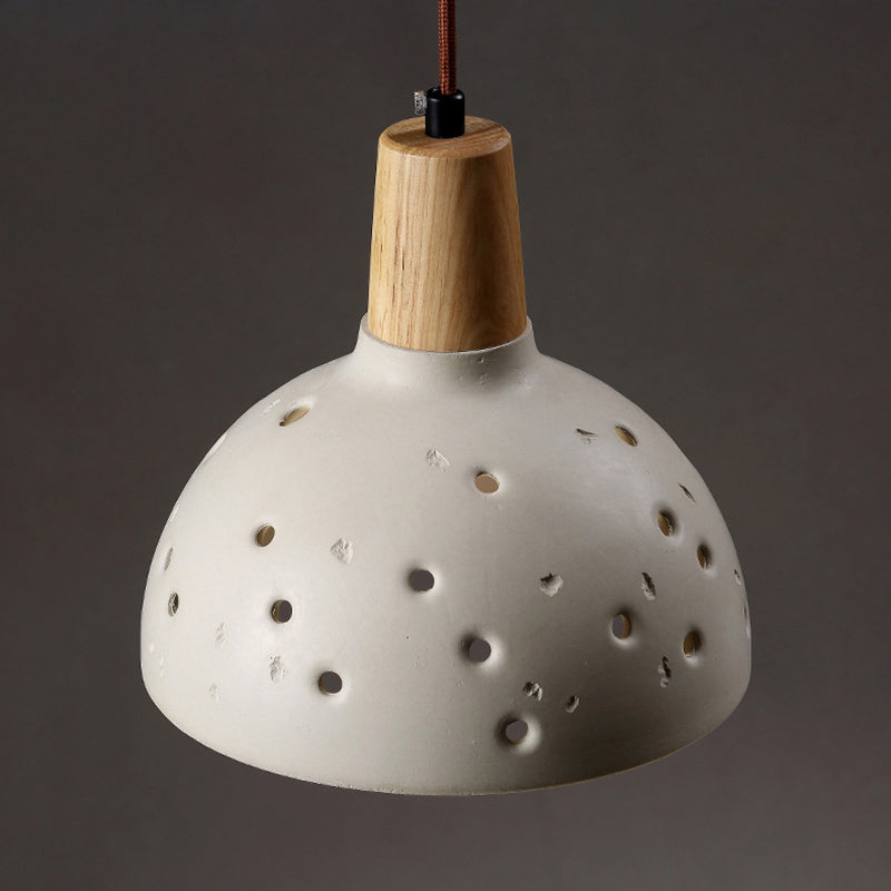 Dôme en bois en béton traditionnel japonais avec plusieurs trous, suspension 1 lumière pour chambre à coucher, chevet 