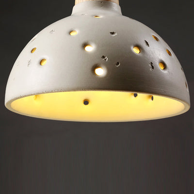 Dôme en bois en béton traditionnel japonais avec plusieurs trous, suspension 1 lumière pour chambre à coucher, chevet 
