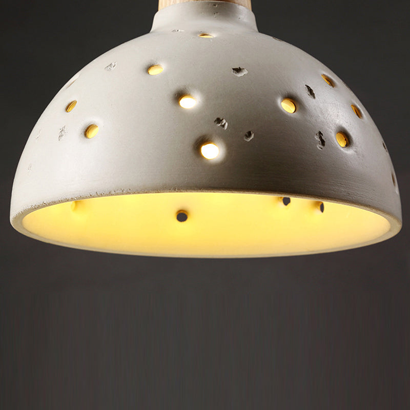 Dôme en bois en béton traditionnel japonais avec plusieurs trous, suspension 1 lumière pour chambre à coucher, chevet 