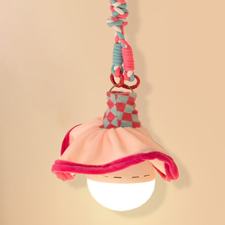 Modern Art Deco Fabric Rechargeable Bell-Skirt LED Hanging Pendant Light Night Light For Bedside Dorm Room
