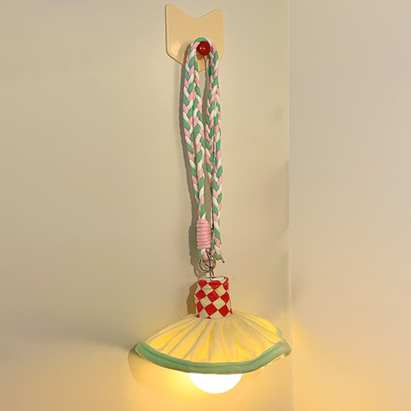 Moderne Art-Déco-Stoff wiederaufladbare Glockenrock-LED-Hängeleuchte Nachtlicht für Nachttisch Schlafsaalzimmer 