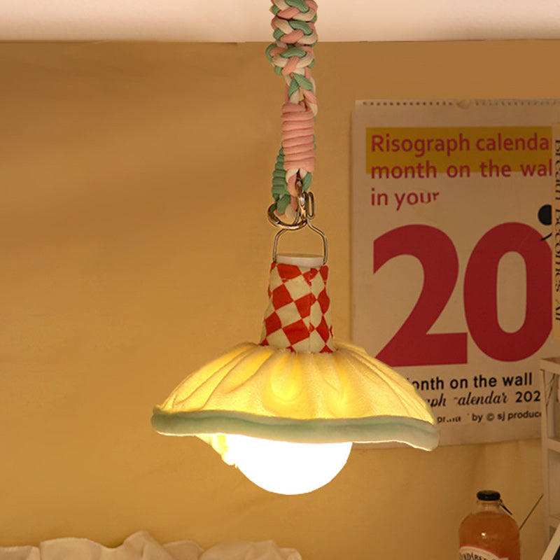 Moderne Art-Déco-Stoff wiederaufladbare Glockenrock-LED-Hängeleuchte Nachtlicht für Nachttisch Schlafsaalzimmer 