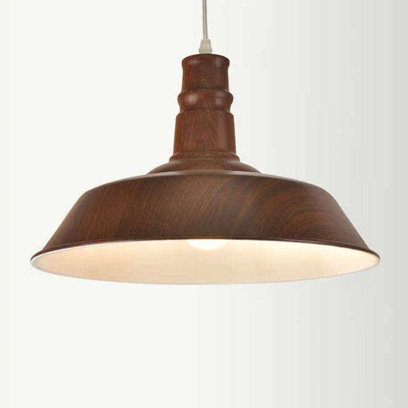 Suspension Luminaire Contemporain en Aluminium à Grain de Bois avec Dôme à 1 Lumière pour Salle à Manger 