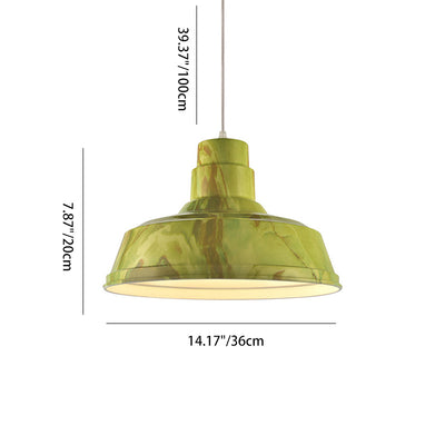 Suspension Luminaire Contemporain en Aluminium à Grain de Bois avec Dôme à 1 Lumière pour Salle à Manger 