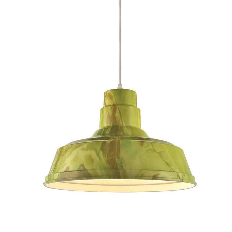 Suspension Luminaire Contemporain en Aluminium à Grain de Bois avec Dôme à 1 Lumière pour Salle à Manger 