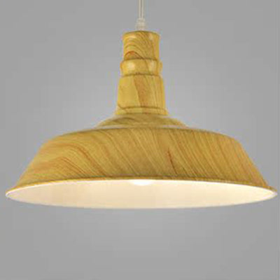 Suspension Luminaire Contemporain en Aluminium à Grain de Bois avec Dôme à 1 Lumière pour Salle à Manger 