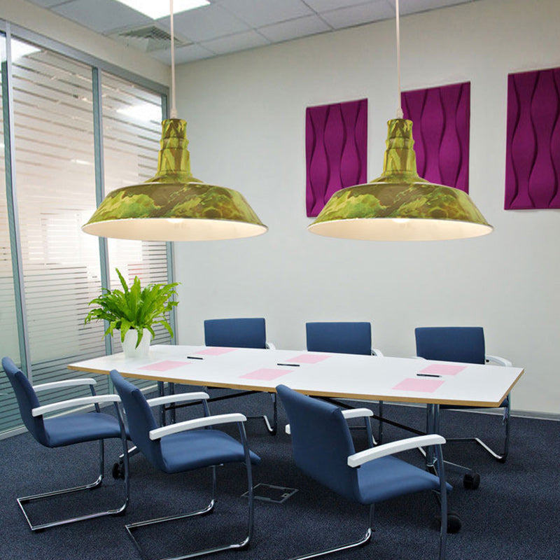 Suspension Luminaire Contemporain en Aluminium à Grain de Bois avec Dôme à 1 Lumière pour Salle à Manger 